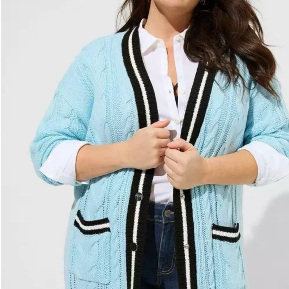 Chunky Cable Boyfriend Cardigan Sweater Size 00- NWOT - Picture 4 of 4